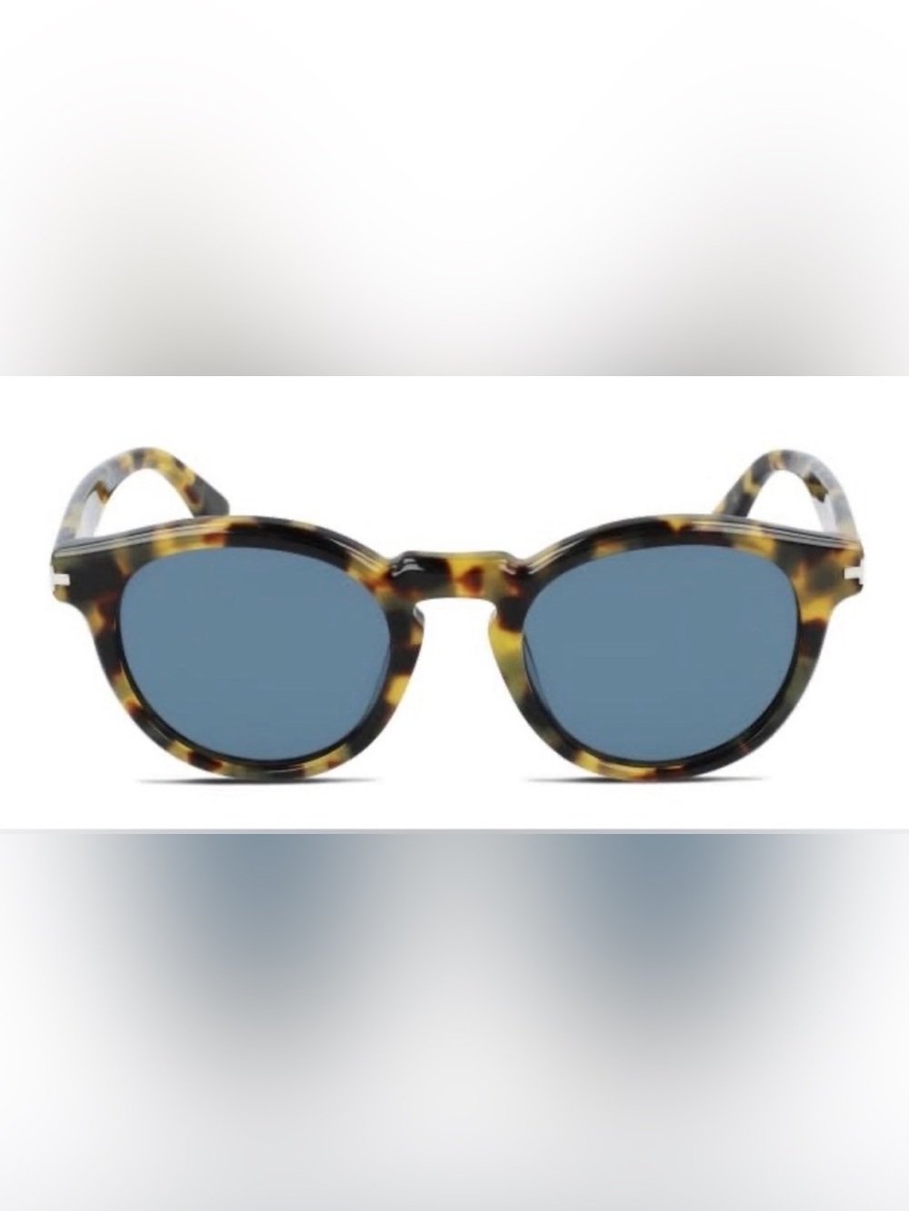 NWT Lanvin Men’s LNV610S Round Tortoise Havana Sunglasses Blue Lenses Retro